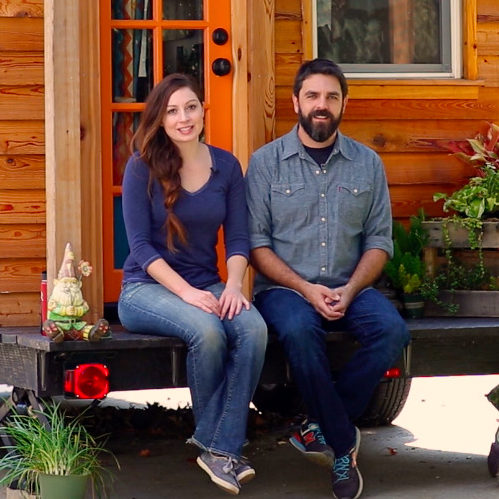 We're a married couple who live in side-by-side tiny homes & save