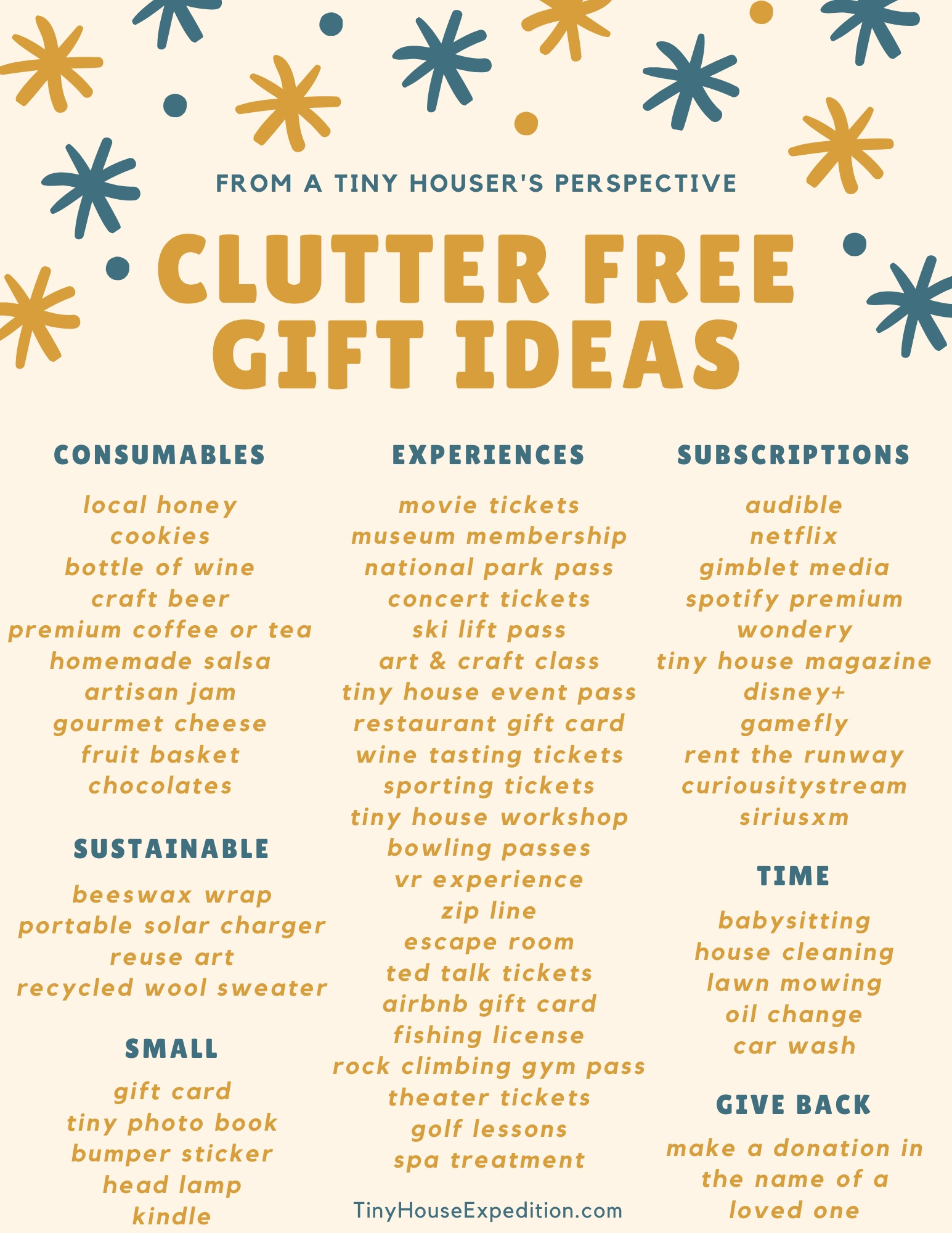 clutter free gifts_tiny house