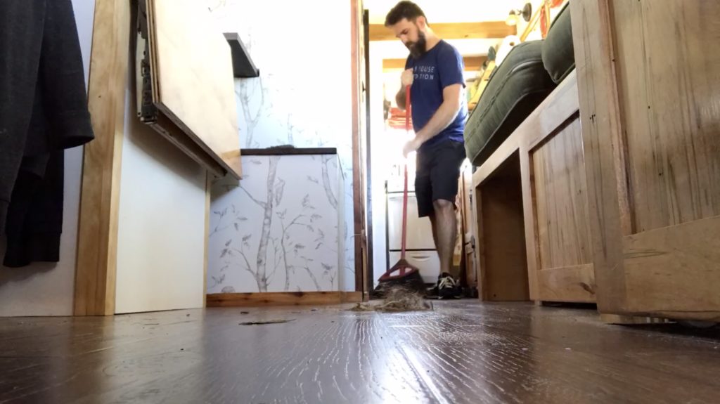 We sweep out our tiny home 1-2x a day.